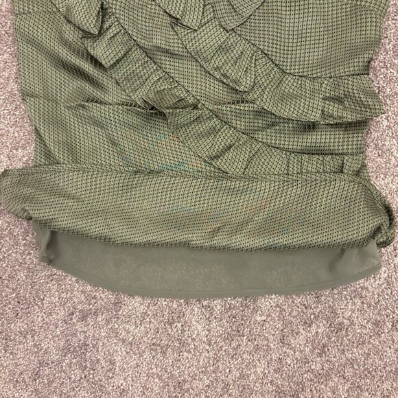 Express Women's Satin Downtown Cami Size XS Green V-Neck Ruffle Front NWT $48 - Picture 7 of 16